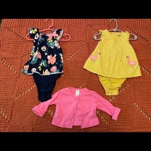 Baby Girl Dresses & Sweater. Carters 9 months